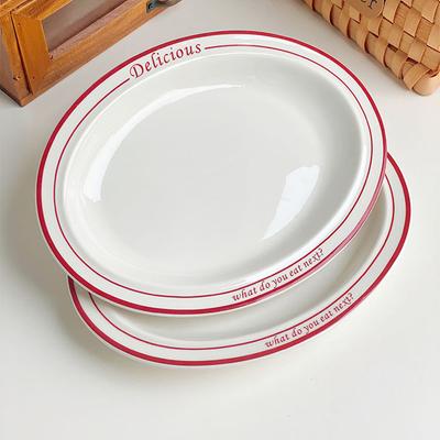 Vintage Semplice Alfabeto Francese Piatto Francese Piatto da Cena Piatto Domestico in Ceramica Piatto da Colazione