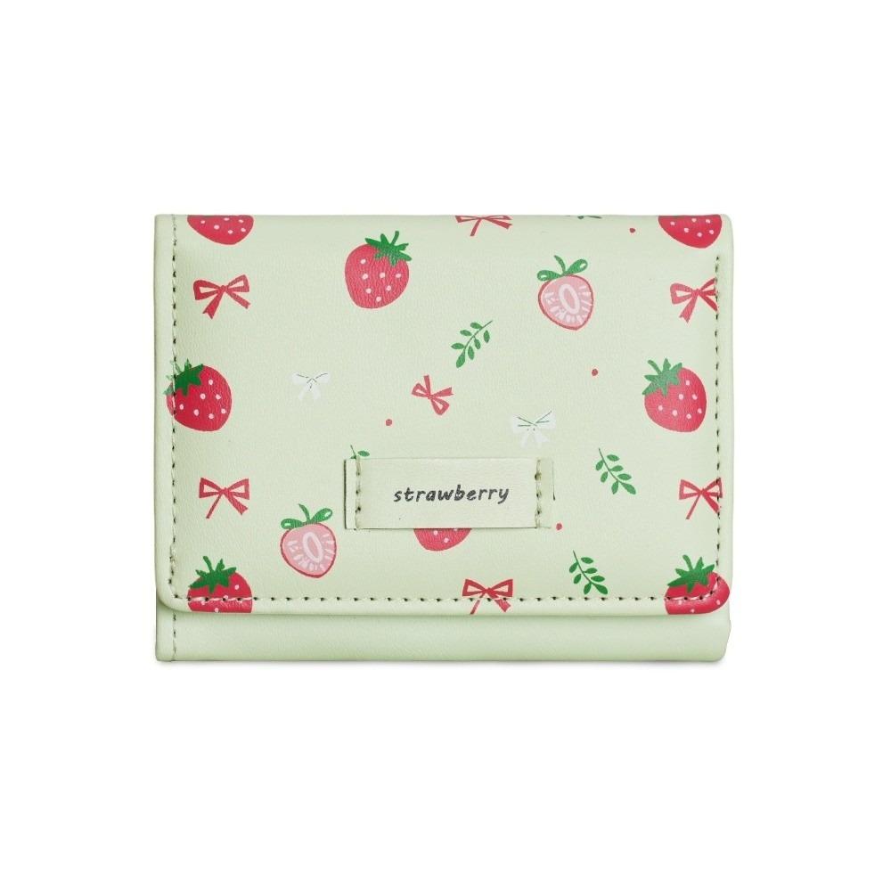 Печать Трехстворчатый Кошелек Держатель для Карт Клубника Модный Кошелек из Искусственной Кожи Студенческий зелёный 850₽