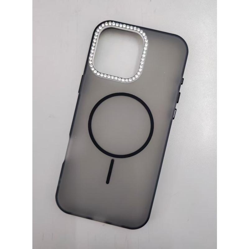 Applicable To IPhone 16pm Dot Drill Frame Mobile Phone Case Apple 15 Skin Feeling Frosted Color Fine Magnetic Suction Protective Case