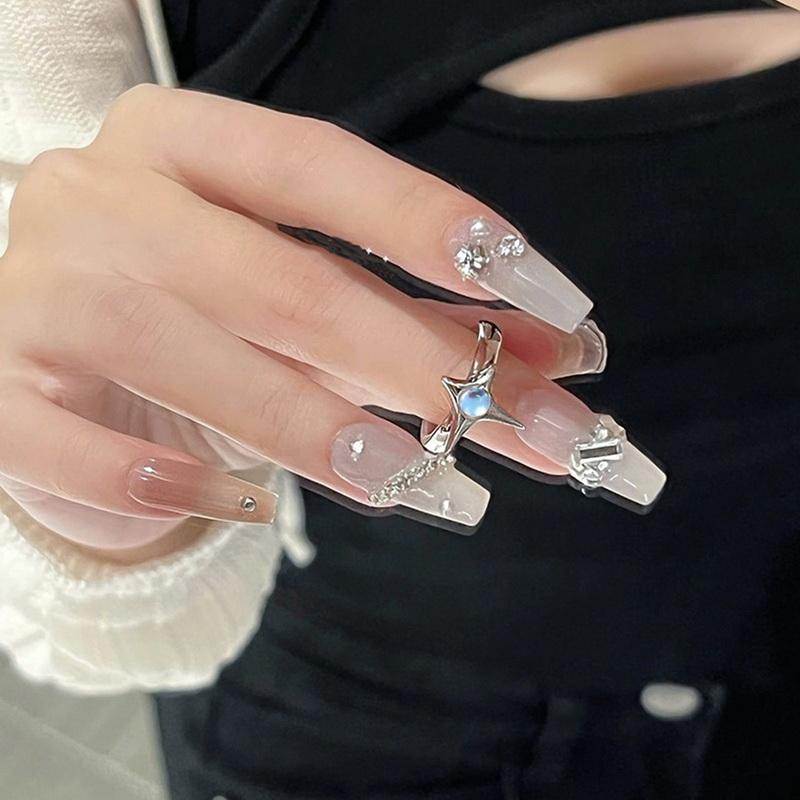 Mode Glänzende Blaue Kristall Planet Ringe Y2K Emo Mädchen Fee Exquisite Offene Finger Ring Frauen Hochzeit Party Trendy Schmuck