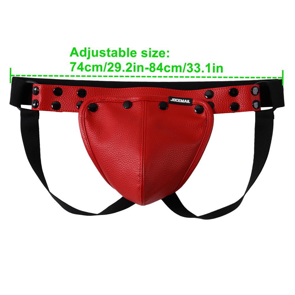 Jockstraps JOCKMAIL One Size Specification Adjustable Waist Size G-string Imitation Leather Removable Scrotal Pouch Fashionable Men's Thong Underwear