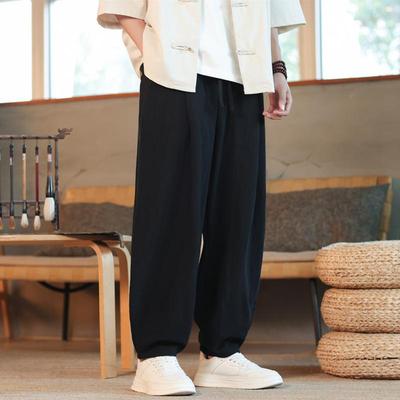 Heren Katoen Linnen Harembroek Effen Kleur Losse Grote Jogging Sweatpants Ademend Basic Streetwear