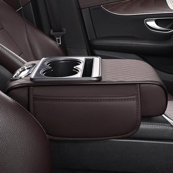 Car Armrest Box 5-in-1 Organizer with Cup Holder & Tissue Phone Slot Faux Leather Multifunctional Car Organizer Universal Vehicle Accessory