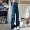 Trendy Women's Fashion Back Bow Design Jeans High Waisted Straight Leg Denim Pants 2025 Spring New Arrival Female Solid Color Jean
