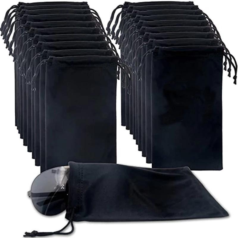 20Pcs Portable Eyewear Container Soft Waterproof Sunglasses Bag Drawstring Microfiber Dust Proof Pouch Pocket Glasses Carry Bag (Without Sunglass)