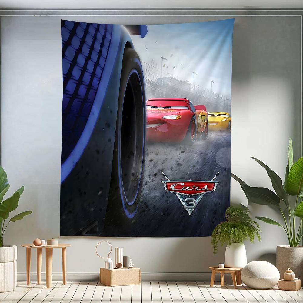 Cars 3 Film Lightning McQueen Colorful Tapestry Wall Hanging Hippie Flower Wall Carpets Dorm Decor Wall Art Decor