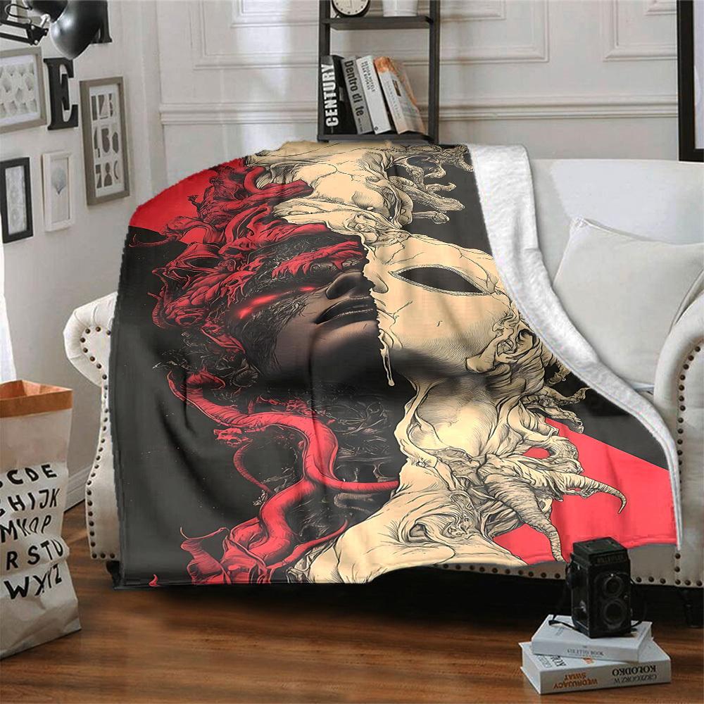 1pc Heart Mask Blanket, Lightweight Flannel Throw Blanket For Sofa, Bed, Travel, Camping, Living Room, Office247