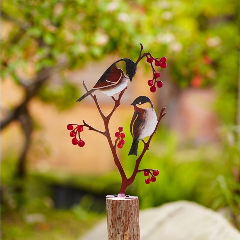 Vogelstatue Gartendekorationen Metall-Gartenvogel Hofdekorationen Outdoor-Vogelskulptur Rasen Metall-Gartenschmuck