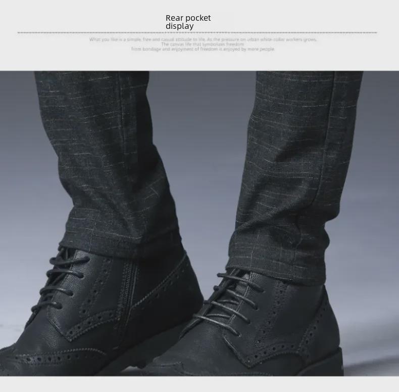 Seiko Heren Plaid Wafel-Dunne Casual Broek - Zwart, Lente/Zomer Broeken