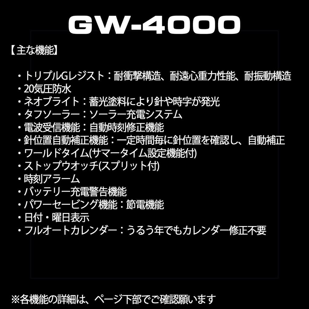 Casio GRAVITYMASTER Solaruhr Schwarz G-Shock Funkgesteuert GW-4000-1AJF