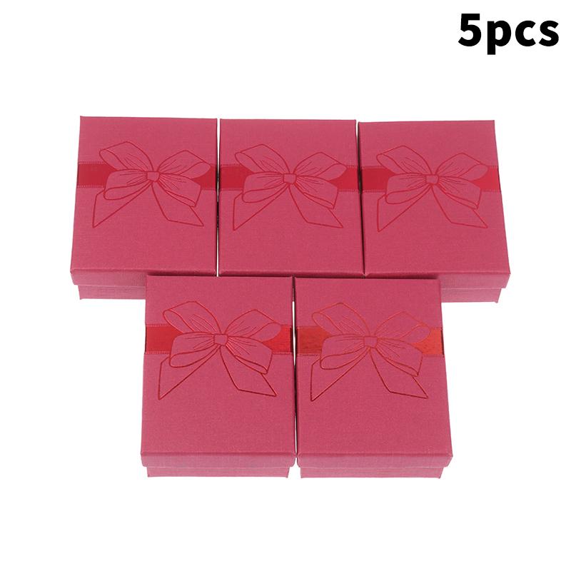 5Pcs Bow Jewelry Box Ring Earrings Bracelets Necklace Organizer Paper Jewelry Gift Packaging Box Wedding Proposal Supplies