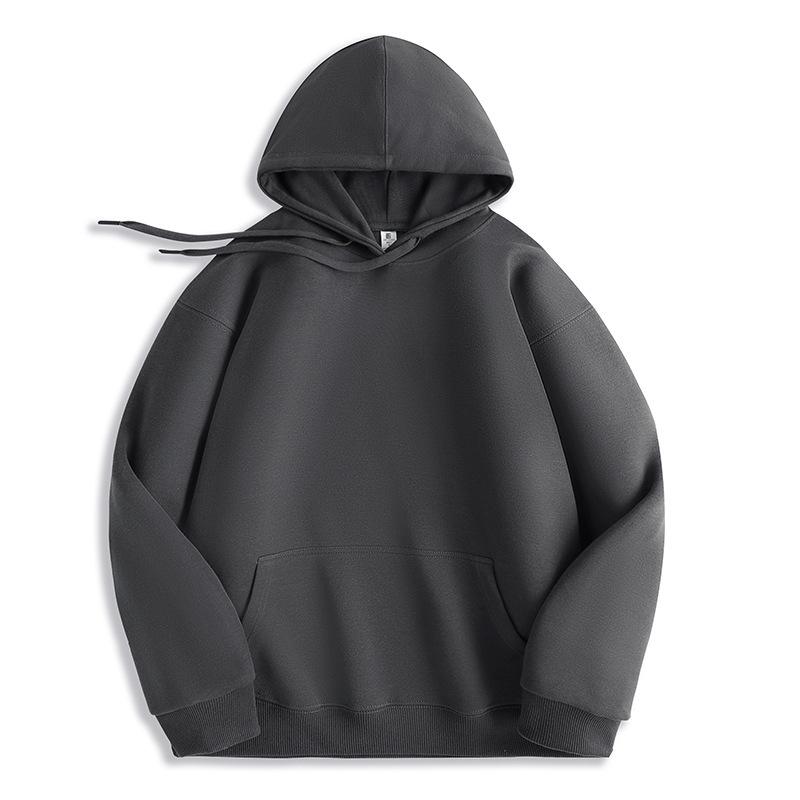 Men's Heavyweight Iron Gray Fleece Hoodie - Warm, Loose Fit for Autumn/Winter
