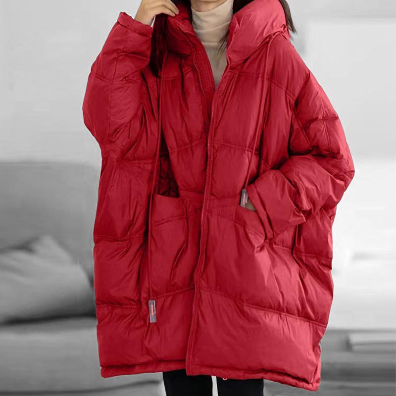 Women White Duck Down Jacket Hooded Autumn Winter Warm Oversize Puffer Coat Casual Loose Thick Parkas Female Outwear