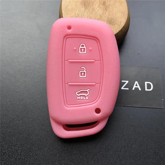

ZAD Силиконовый чехол-накладка для ключа автомобиля ДЛЯ для Hyundai IX35 2015 3-кнопочный ключ розовый