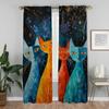 Exotic Cat Kitchen Curtains for Living Room Tulle for Bedroom Window Curtain Shades Partition Halloween Decoration Blackout Home