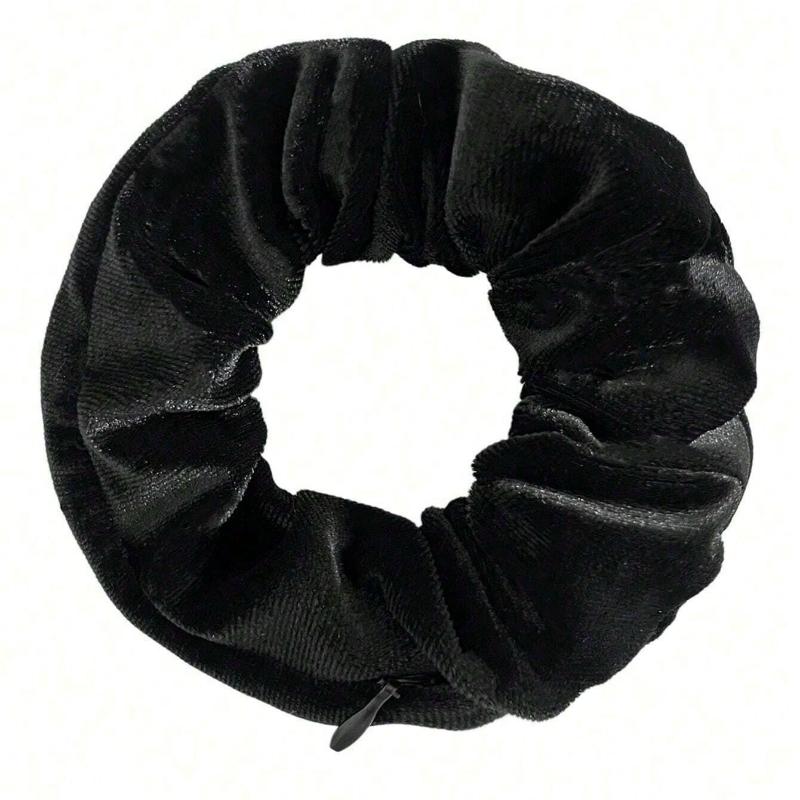 1pc Multi-Functional Hair Tie Storage Pouch - Portable Money Hider & Organizer, Non-Waterproof, Zippered Scrunchie Elastic Hair Tie With Secret