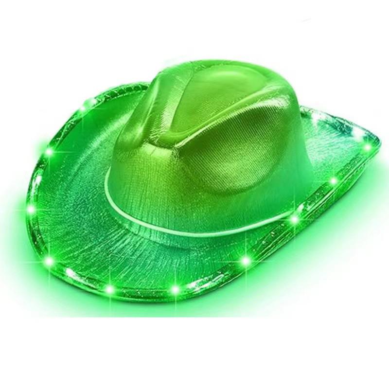 Halloween Cosplay Led Cowboy Hat With Colorful Lights For Party Costume Dress Up