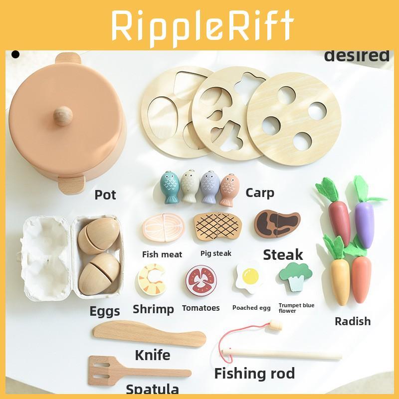 And Cooking Wooden Fishing Toys With Interactive Elements For Early Education