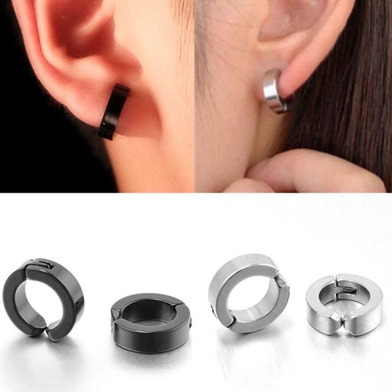 1/6 pairs No Piercing Earrings Titanium Steel Clip-on Fake Earring Round Ear Clip For Women Men Punk Party Fashion Sexy Zircon
