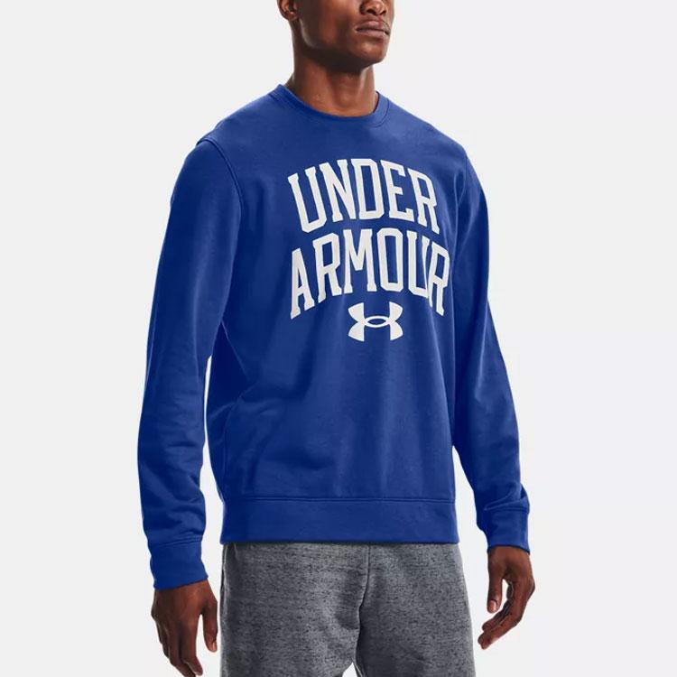Under Armour Rival Letter Logo Print Training Crew Sweatshirt Men Sweatshirt Tech-Blue 1361561-432
