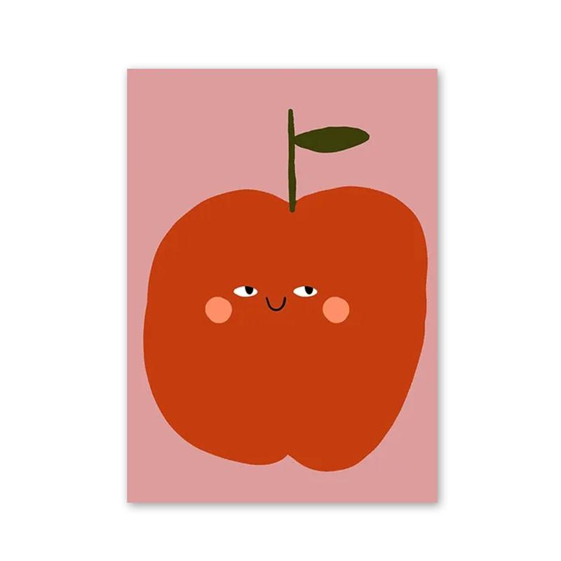 Cartoon Cute Strawberry Lemon Abstract Fruit Poster and Prints Nordic Wall Art Canvas Painting Pictures for Kids Room Home Decor