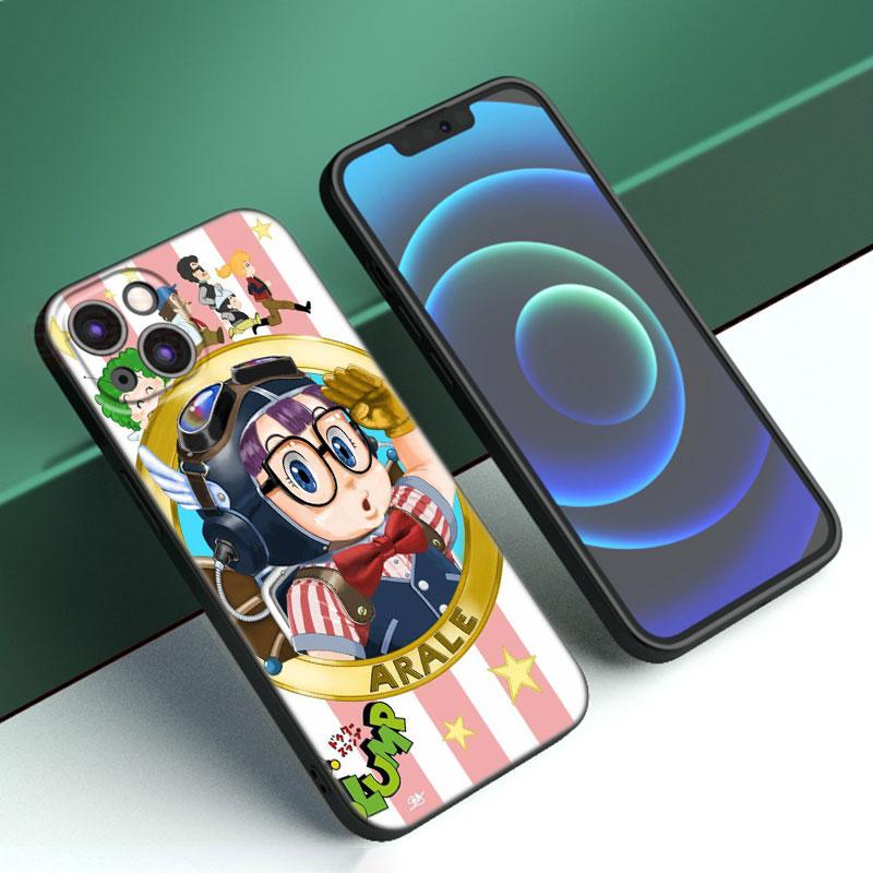 Custodia per Telefono Anime Dr Slump Arale Per Apple iPhone 12 13 Mini 11 14 15 Pro Max 7 8 Plus X XR XS SE 2020 2022 Custodia Nera in Silicone