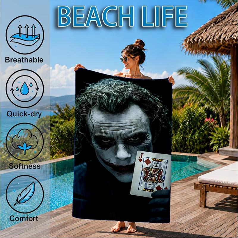 Jo-ker In Green Suit Beach Towel, Super Soft Microfiber, Perfect Gift for Her/Him, Birthday, for Pool, Beach, Travel, Decor Beach Party