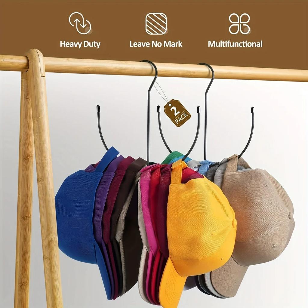 Multi-Functional Stainless Steel 1pc Hat Rack - Durable Hanging Hat Organizer Hooks, Space-Saving, Holds 20+ Baseball Caps