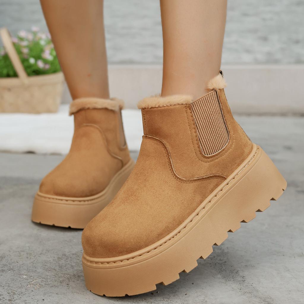 Fashion 2024 Winter Women Short Plush Warm Snow Boots Casual New Fur Chelsea Ankle Boots Flats Platform Comfortable Ladies Shoes Women