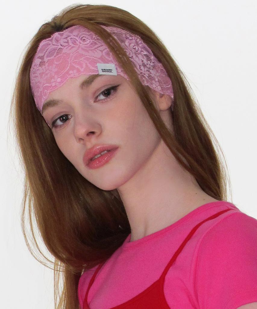 CRANK Lace Veil Hairband_Pink