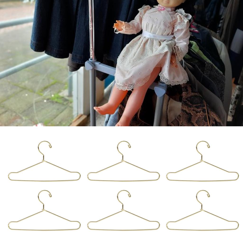 10Pcs Doll House Clothes Hanger Stainless Steel Cute Doll Garment Hanger Outfit Holders 100mm