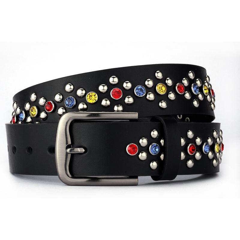 

Ремень, Мужской ремень с заклепками и стразами, Женский ремень с игольной пряжкой в панк-стиле, Модный тренд, Высококлассный полностью бриллиантовый ремень 125cm