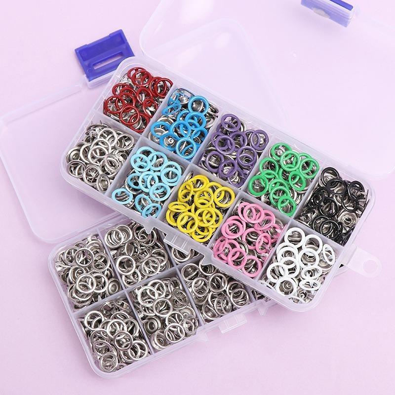 200Pcs Metal Prong Snap Button Kit Hollow Press Stud Fasteners with Pliers Tool Set for Clothes Jeans Bags DIY Sewing Craft