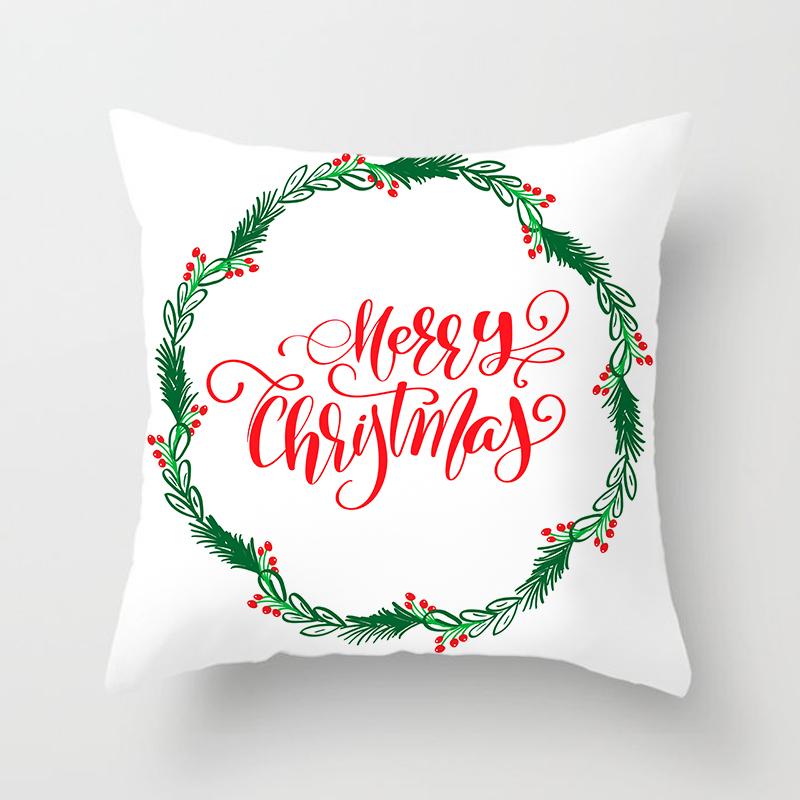 Merry Christmas Printed White Putetrekk Christmas Style Putetrekk Hjem Sofa Dekor Putetrekk