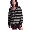 Europäischer und amerikanischer gestreifter Kapuzenstrickjacke für Herbst und Winter, lockerer und lässiger Stil, lässiges Reißverschluss-Sweatshirt