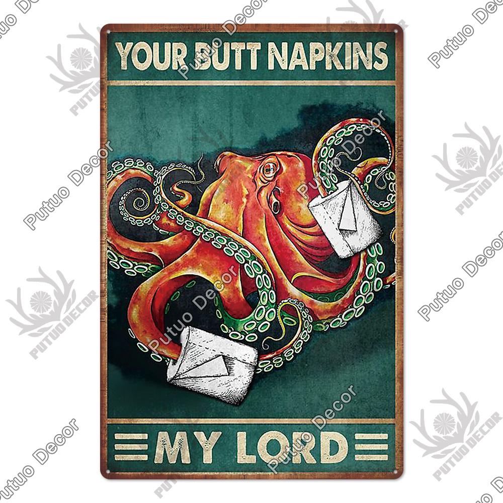 Putuo Decor Funny Cat Vintage Posters Tin Signs Retro Plaque Metal Plate Wall Art Decoration for Home Living Room Pet Shop