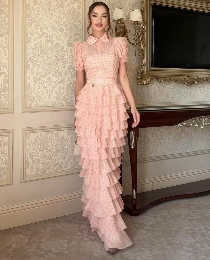 2025 Summer Pink French-Style Slimming Long Dress