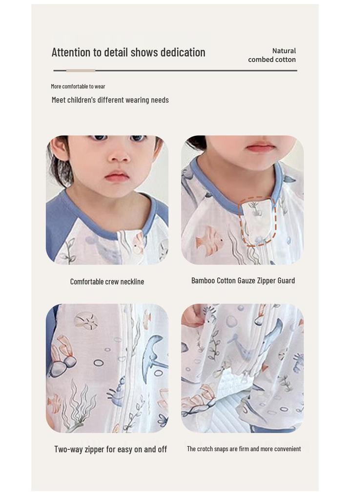 Bamboo Fiber Infant Sleeping Bag - Summer Anti-Kick Gauze Pajamas for Babies