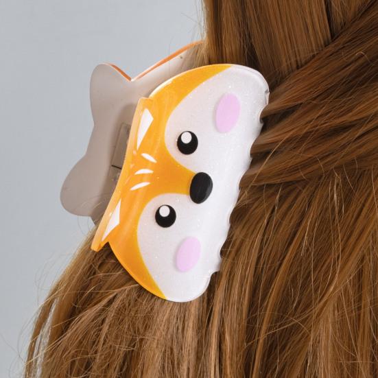 Hair Claw Cartoon Panda Fox Design Back Head Hair Clip Anti-slip Teeth Strong Grip Shark Hair Clip Lightweight Hair Accessory