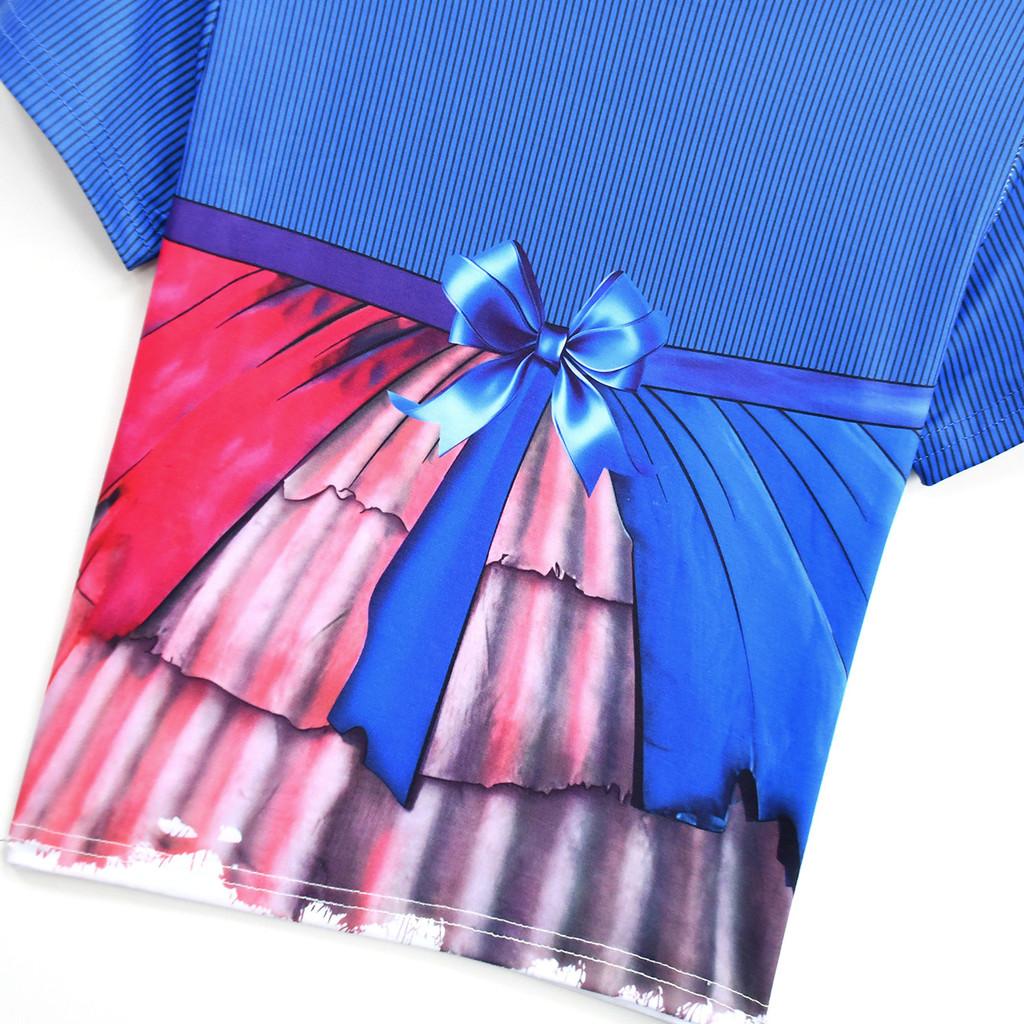 19782 Kids Girls Lily Lovebraids Blue Printed Short Sleeves T-Shirt Top Shorts Sets
