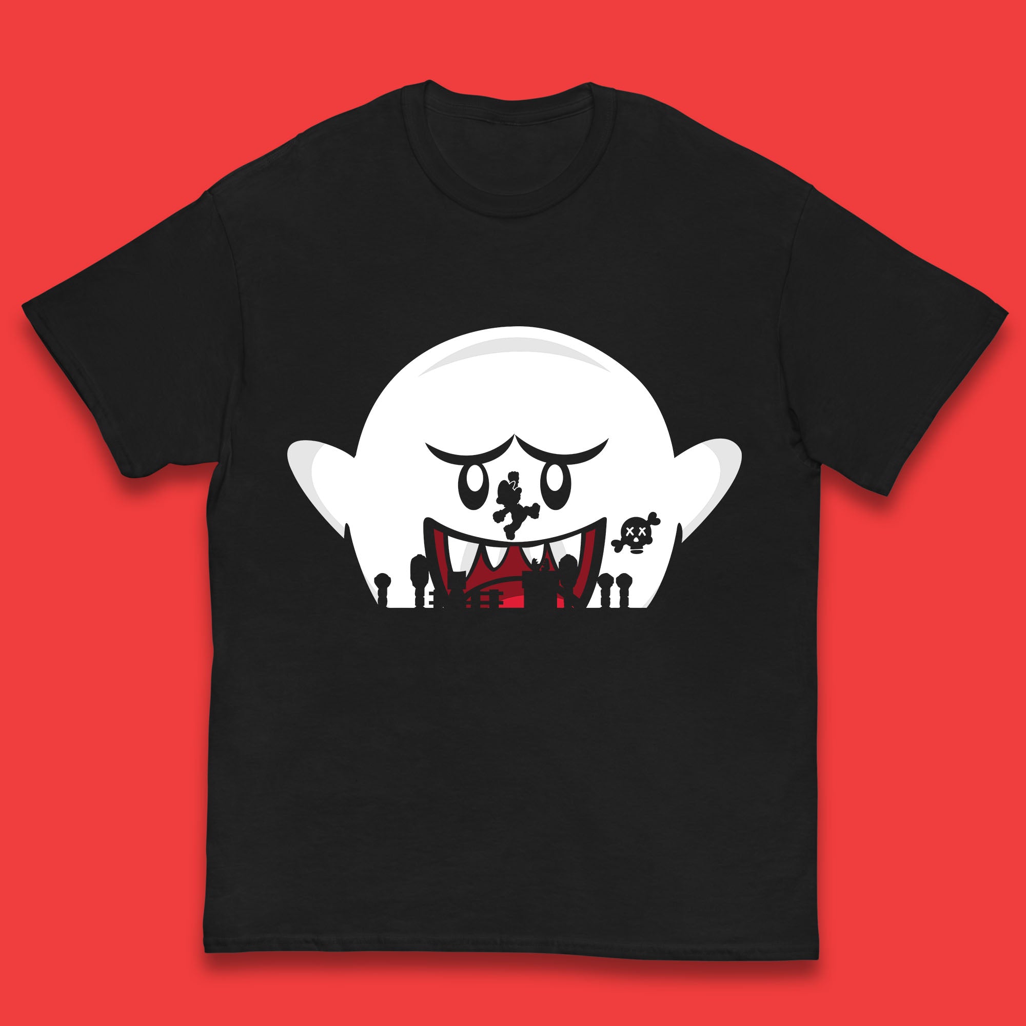 

Super Mario Boo Trick Or Treat Halloween Nintendo Mario Iconic Ghost Boo Kids T Shirt 100