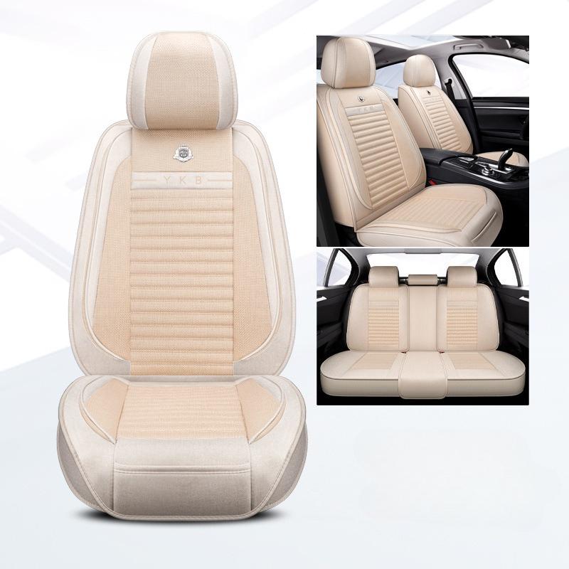 5-Seat Car Seat Cover Set, Full Car Seat Cushion Linen Car Seat Cover, All-Season Car Seat Cover Set, Compatible with Five-Seat Vehicles