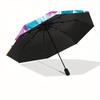 1pc Watercolor Flowers Automatic Folding Umbrella - 8-Rib Iron Frame,  Portable Sunshade with Plastic Handle yy250731218