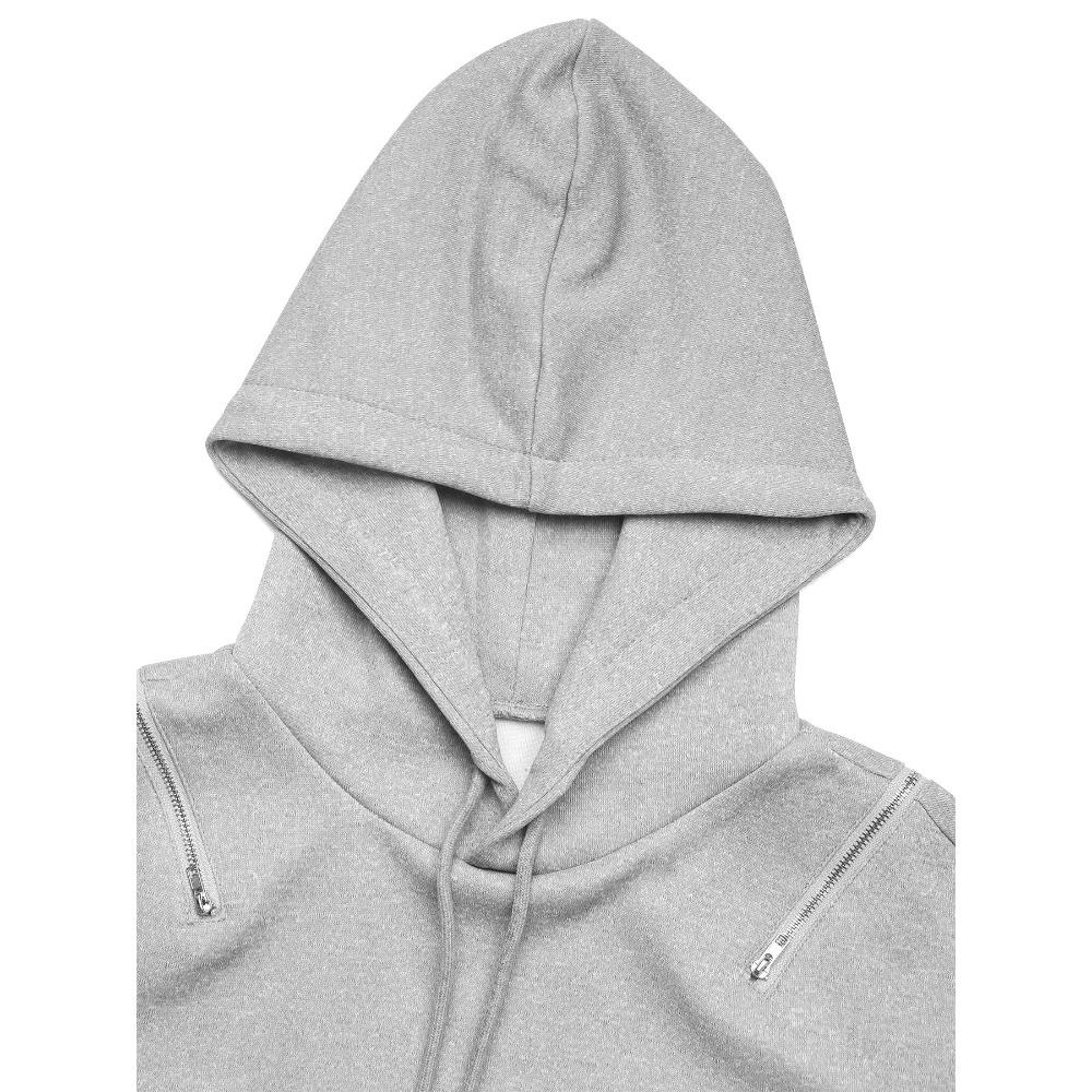 Women's New Long-sleeved Drawstring Hooded Pullover Sweatshirt for Women's Solid Color High-end Gray Slip-shoulder Pocket Sweatshirt