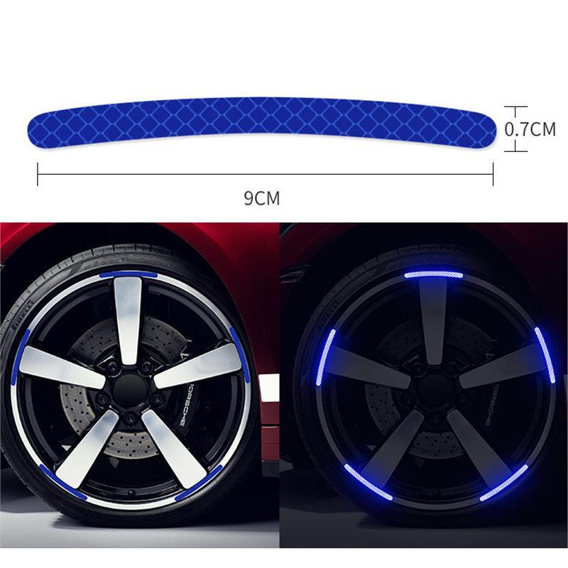 Self-adhesive Car Tire Reflective Stripes 20PCS Waterproof Night Warning Stickers for Wheel Hub Safety Driving