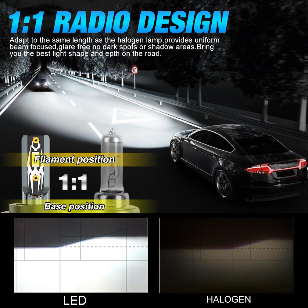 2Pcs 30000LM H7 LED Headlight H1 H4 Led Canbus H8 H11 9005 HB3 9006 HB4 9004 9007 H13 Led Bulbs Hi/Lo Beam 3570 CSP Automobile Kit Turbo Fog Lamp 12V