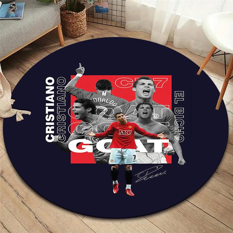 CR7 Runder Teppich, Teppich für Wohnzimmer Schlafzimmer Sofa Spielzimmer Dekoration, Rutschfeste Bodenmatte