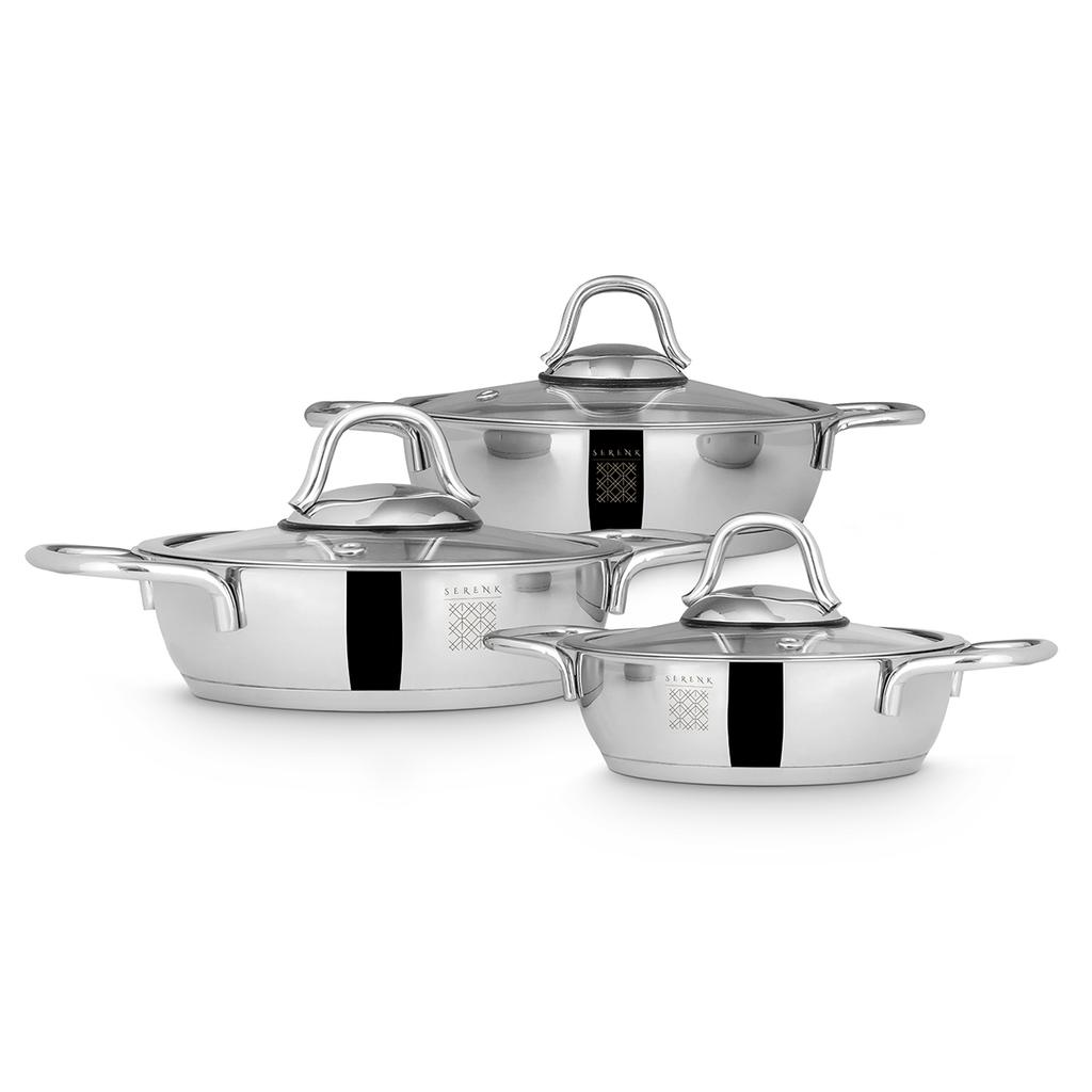 Serenk 6 Pieces Egg Pan Set, Stainless Steel 5", 6" and 7" Skillet Frying Pan