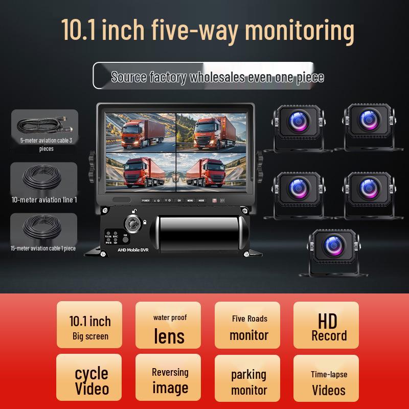 High-Definition Night Vision Dash Cam with 5/6/8-Way Monitoring & Reversing for Large Trucks (12-24V)