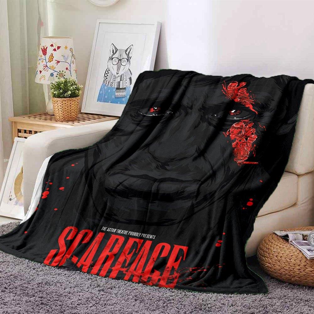 

1pc Scarface-Inspired Flannel Blanket - Soft Cozy All-Season Throw for Bedroom, Sofa, Camping, Travel - Perfect Gift for Movie FansB42 80cmx120cm(31inx47in)
